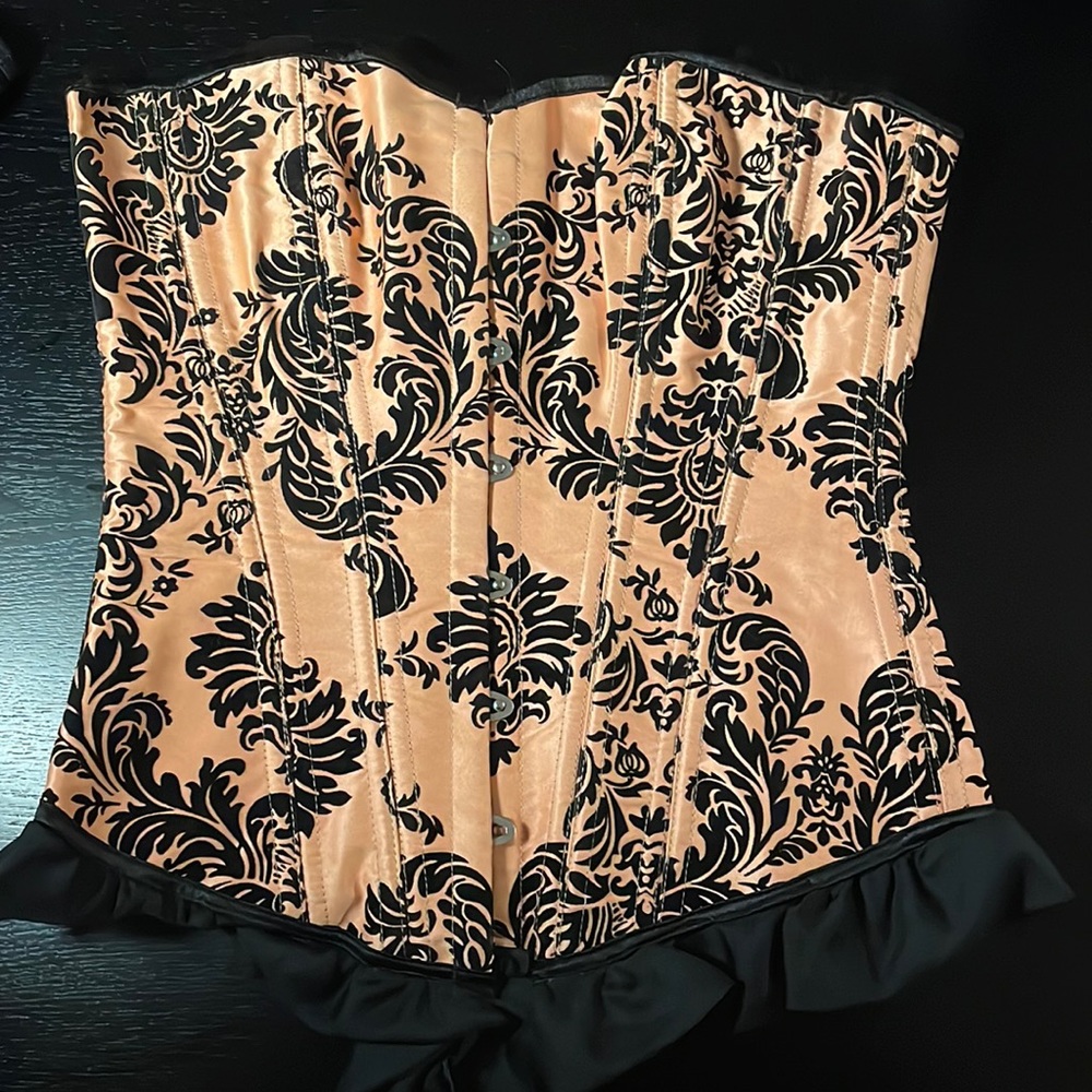 Pale Orange and Velvet Black Corset